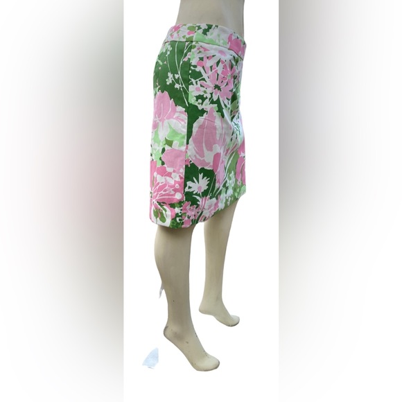 TALBOTS Multicolor Pink, Green & White Floral Canvas A-Line Midi Length Skirt, 8 - Picture 6 of 16